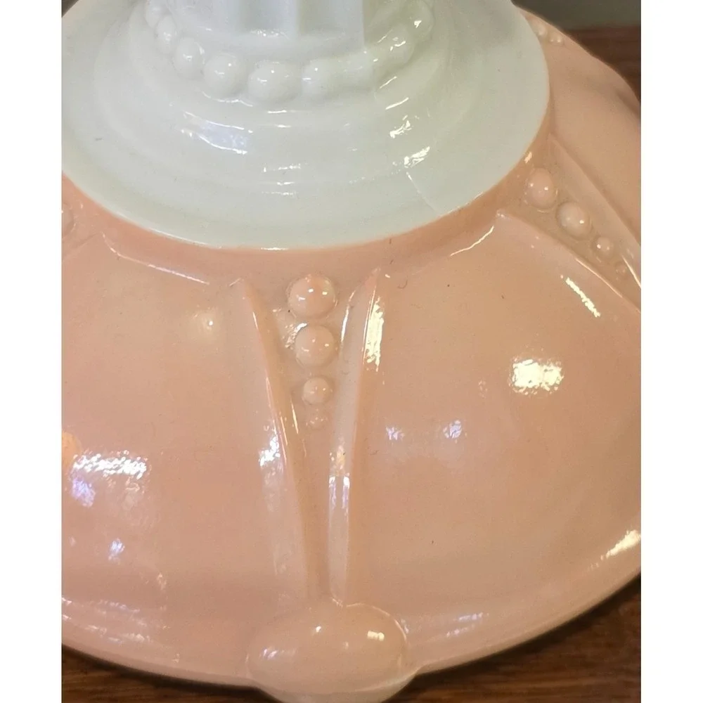 Vintage‎ Anchor Hocking Oyster Pearl Pink Candlestick Holders Easter Spring